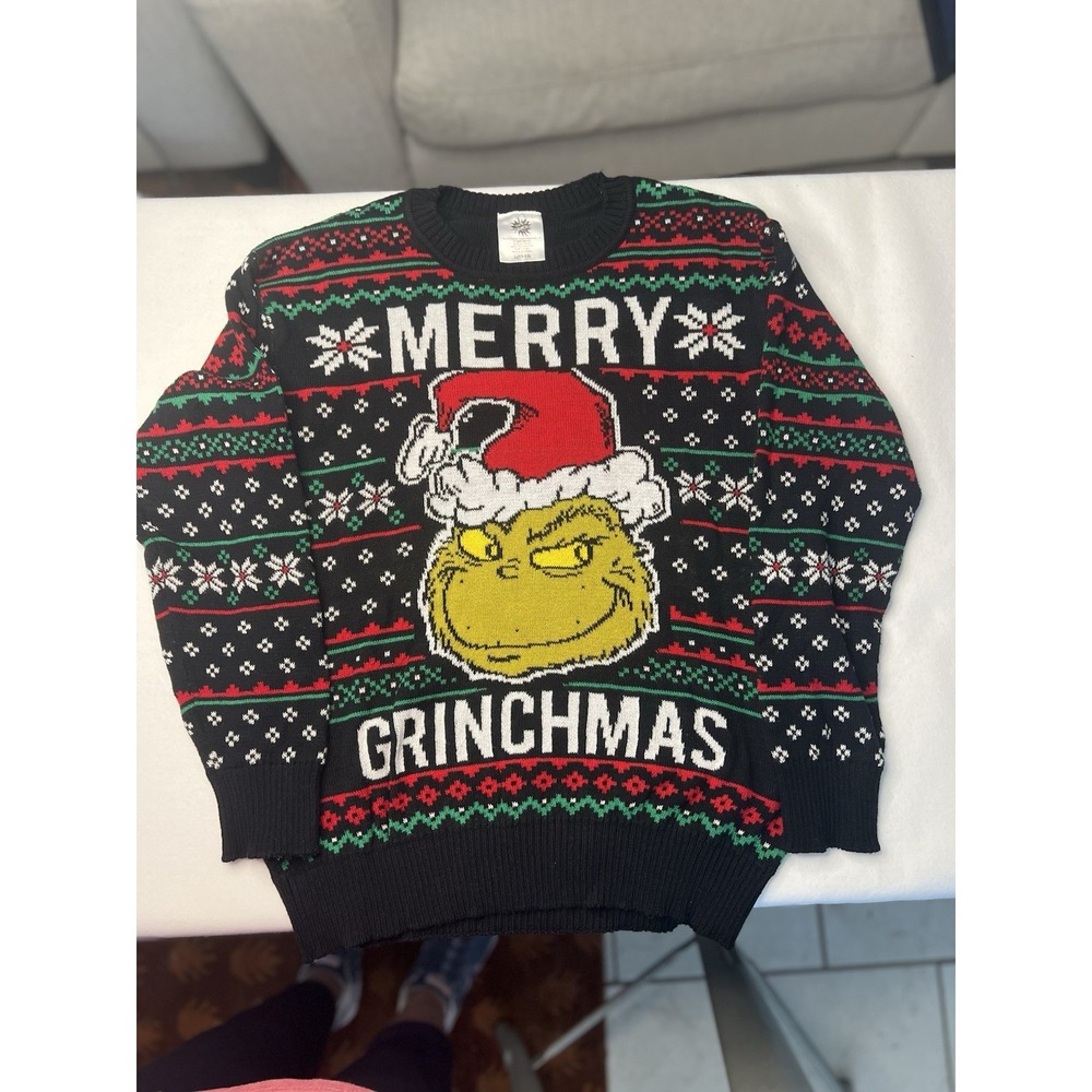 The Grinch Merry Grinchmas Sweater Youth L 11-13 Dr Seuss Ugly Christmas 2023